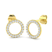 Elegant 0.50Ct Diamond Open Circle Stud Earrings in in 10K/14K gold and platinum with certified lab-grown or natural diamonds
