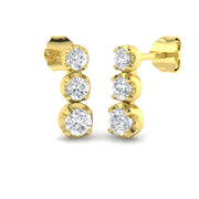 Erlty Luxury Gold Drop & Trilogy Diamond Earrings 0.5ct-1ct in 10K/14K gold and platinum with certified lab-grown or natural diamonds