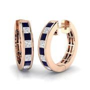 Luxury Hoop Earrings 1.5 Ct Blue Sapphire Lab/Natural in 10K/14K gold and platinum with certified lab-grown or natural diamonds