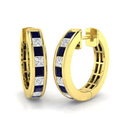 Luxury Hoop Earrings 1.5 Ct Blue Sapphire Lab/Natural in 10K/14K gold and platinum with certified lab-grown or natural diamonds