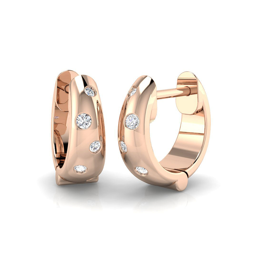 Elegant 0.1 Ct Round Diamond Hoop Earrings in 10K/14K gold and platinum with certified lab-grown or natural diamonds