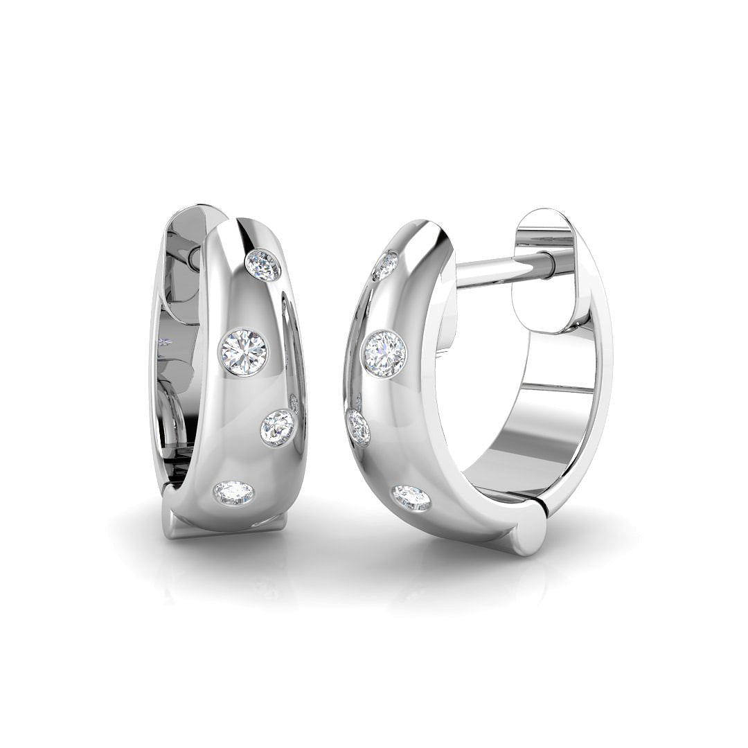 Elegant 0.1 Ct Round Diamond Hoop Earrings in 10K/14K gold and platinum with certified lab-grown or natural diamonds
