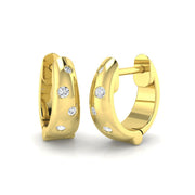 Elegant 0.1 Ct Round Diamond Hoop Earrings in 10K/14K gold and platinum with certified lab-grown or natural diamonds