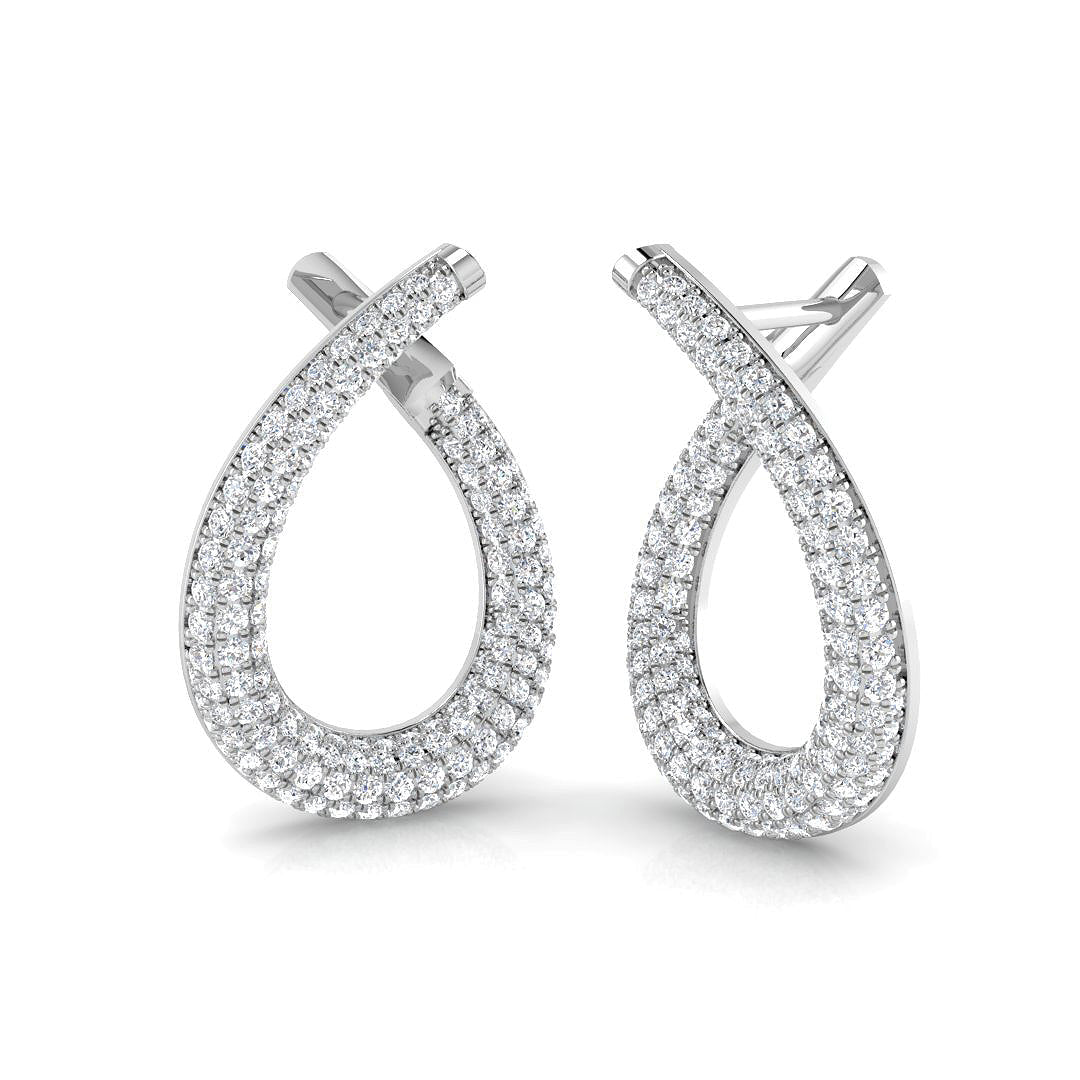 Elegant 1.0Ct Diamond Infinity Twist Teardrop Hoop Earrings in 10K/14K gold and platinum with certified lab-grown or natural diamonds