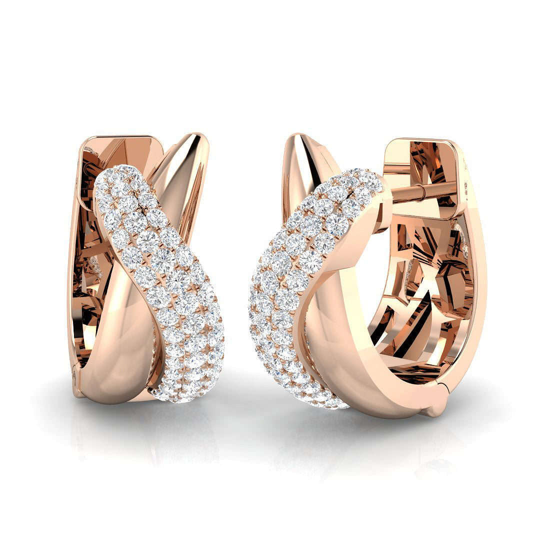 Minimalist 0.33 Ct Round Diamond Hoop Earrings in 10K/14K gold and platinum with certified lab-grown or natural diamonds