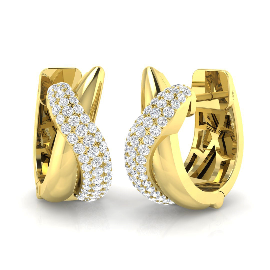 Minimalist 0.33 Ct Round Diamond Hoop Earrings in 10K/14K gold and platinum with certified lab-grown or natural diamonds
