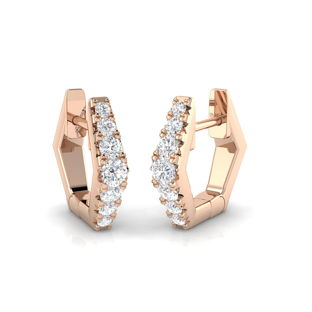 Elegant 0.25 Ct Round Diamond Hoop Earrings in 10K/14K gold and platinum with certified lab-grown or natural diamonds