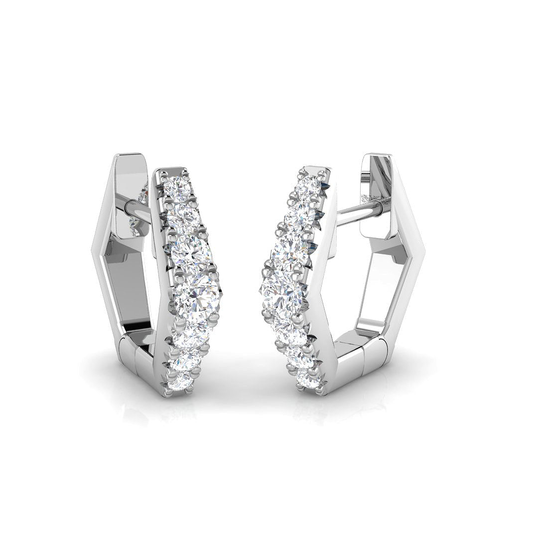 Elegant 0.25 Ct Round Diamond Hoop Earrings in 10K/14K gold and platinum with certified lab-grown or natural diamonds