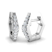 Hexagonal 0.15 Ct Diamond Hoop Earrings in 10K/14K gold and platinum with certified lab-grown or natural diamonds