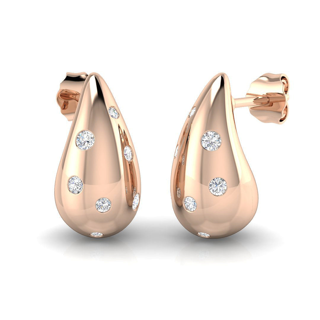 Beautiful 0.25Ct Scattered Diamond Teardrop Stud Earrings in in 10K/14K gold and platinum with certified lab-grown or natural diamonds