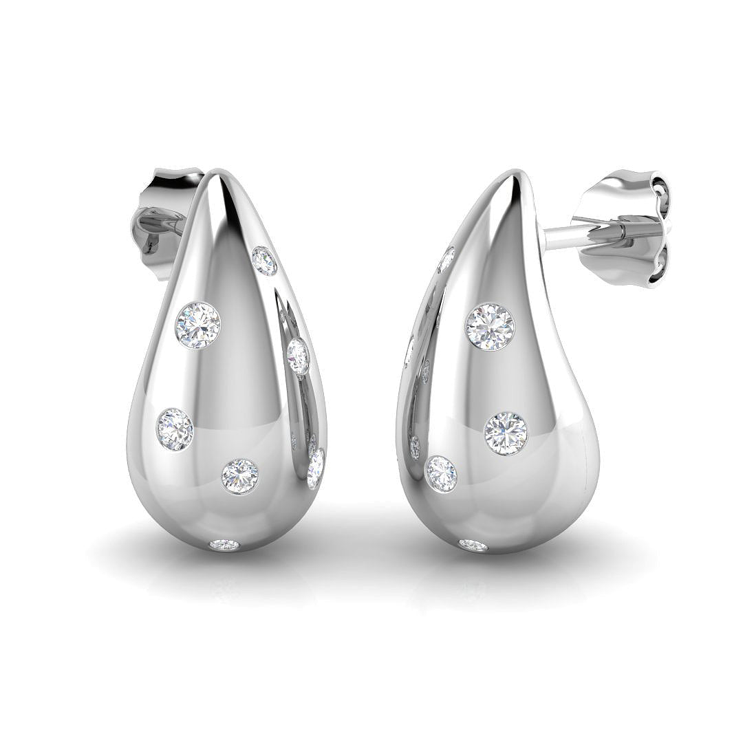 Beautiful 0.25Ct Scattered Diamond Teardrop Stud Earrings in in 10K/14K gold and platinum with certified lab-grown or natural diamonds