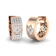 Floral Cluster 0.5 Ct Diamond Hoop Earrings in 10K/14K gold and platinum with certified lab-grown or natural diamonds