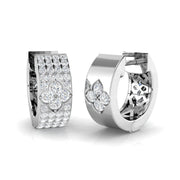 Floral Cluster 0.5 Ct Diamond Hoop Earrings in 10K/14K gold and platinum with certified lab-grown or natural diamonds