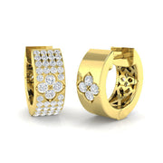 Floral Cluster 0.5 Ct Diamond Hoop Earrings in 10K/14K gold and platinum with certified lab-grown or natural diamonds