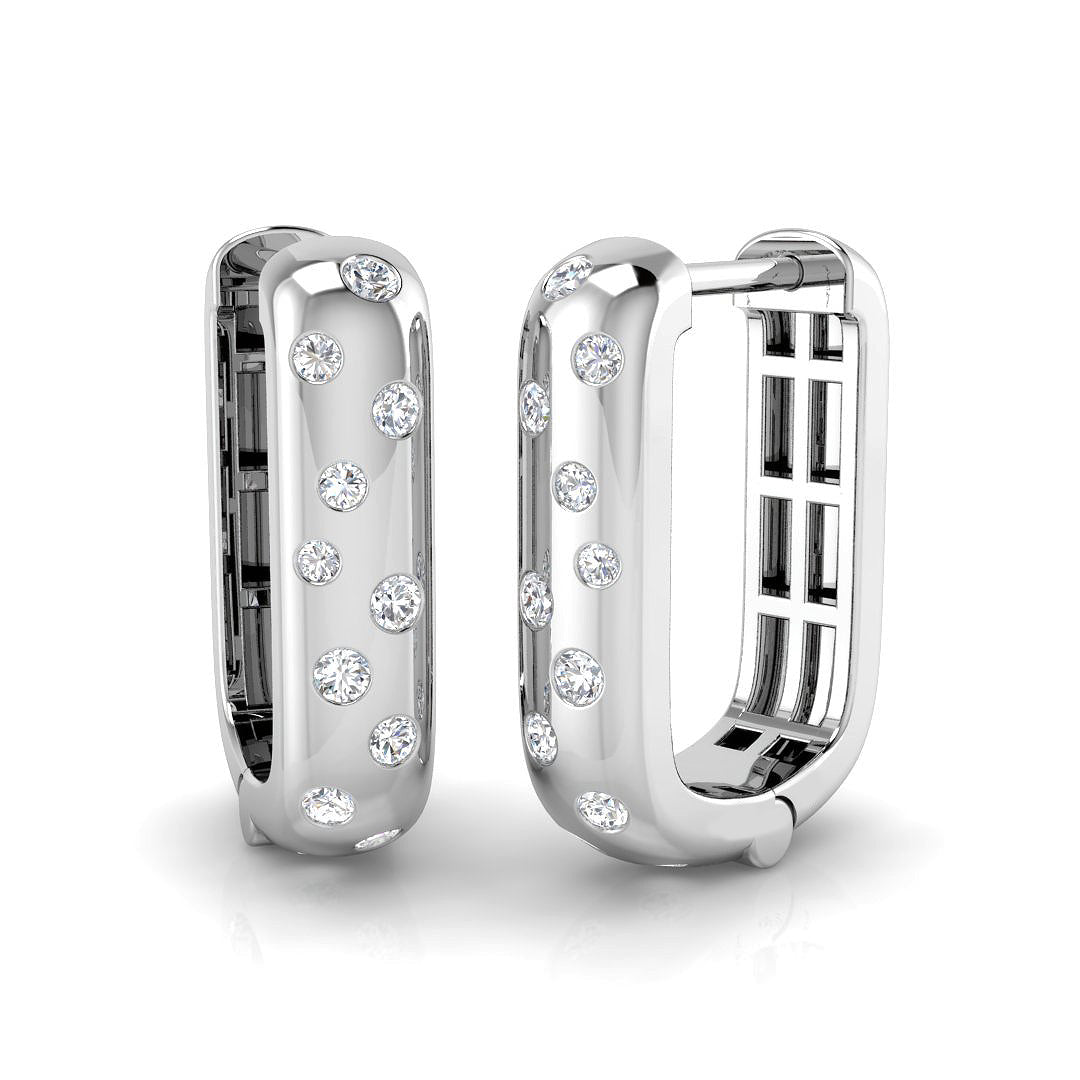 Elegant 0.25 Ct Round Diamond Hoop Earrings in 10K/14K gold and platinum with certified lab-grown or natural diamonds