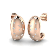 Elegant 0.25Ct Scattered Diamond Domed J-Hoop Stud Earrings in 10K/14K gold and platinum with certified lab-grown or natural diamonds
