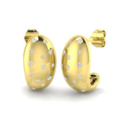 Elegant 0.25Ct Scattered Diamond Domed J-Hoop Stud Earrings in 10K/14K gold and platinum with certified lab-grown or natural diamonds