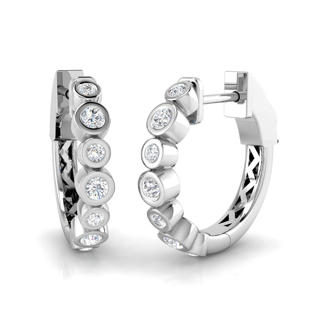 Elegant 0.33 Ct Round Diamond Hoop Earrings in 10K/14K gold and platinum with certified lab-grown or natural diamonds