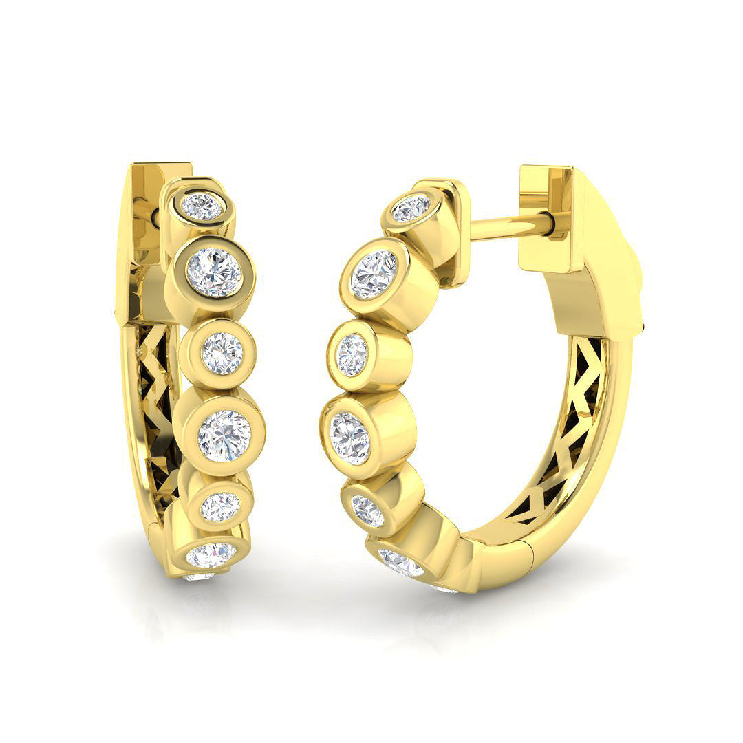 Elegant 0.33 Ct Round Diamond Hoop Earrings in 10K/14K gold and platinum with certified lab-grown or natural diamonds