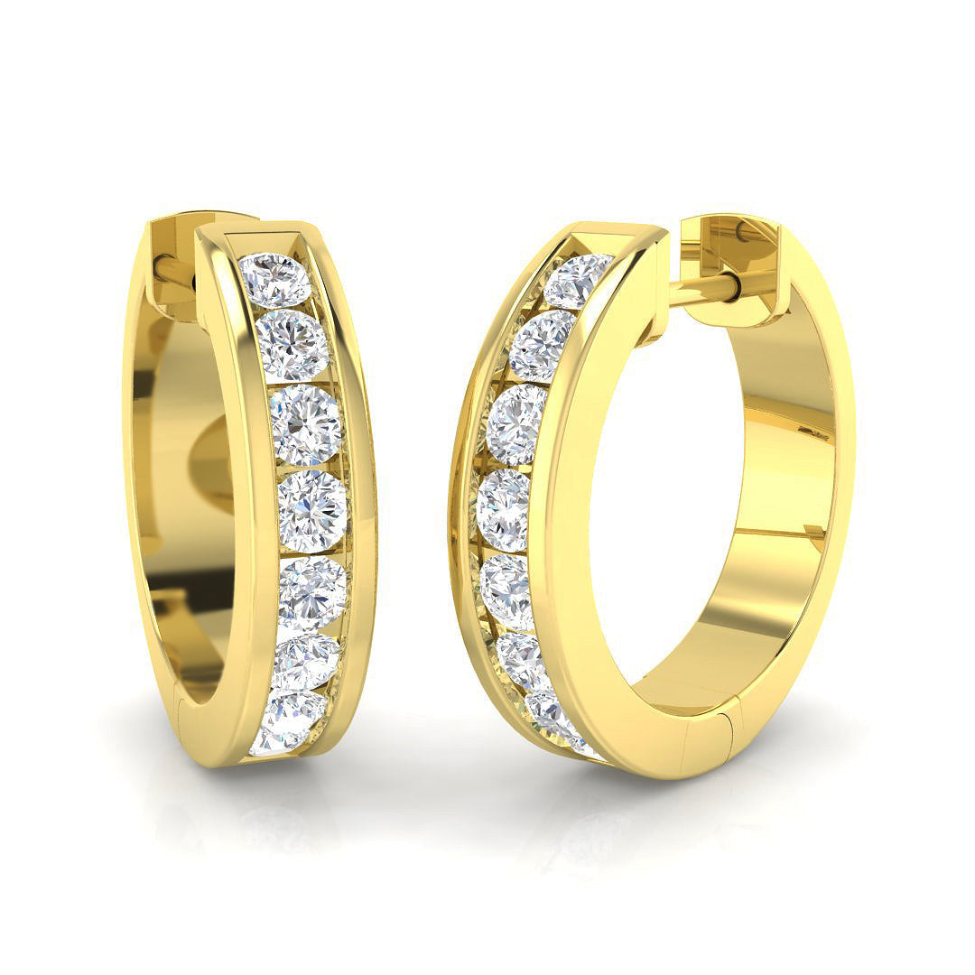 0.5 Ct to 1 Ct Diamond Hoop Earrings in 10K/14K gold and platinum with certified lab-grown or natural diamonds