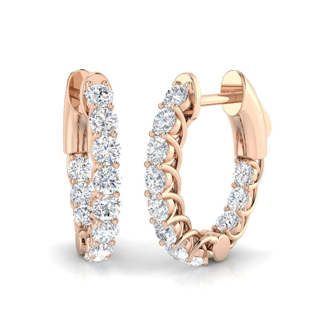 1 Ct Prong-Set Diamond Hoop Earrings in 10K/14K gold and platinum with certified lab-grown or natural diamonds