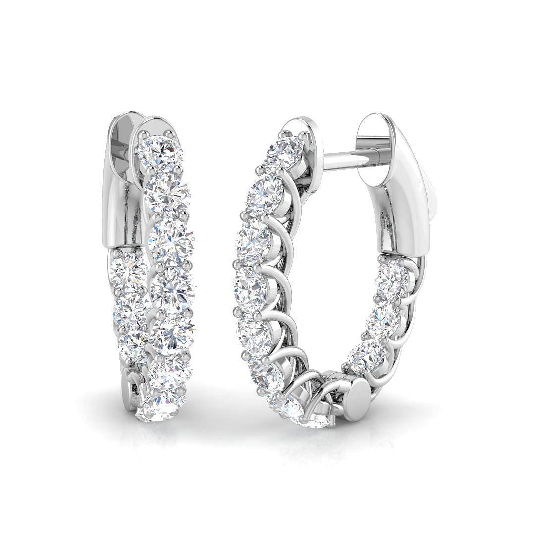 1 Ct Prong-Set Diamond Hoop Earrings in 10K/14K gold and platinum with certified lab-grown or natural diamonds