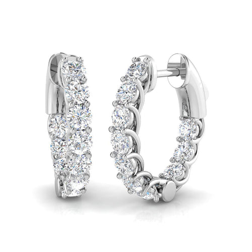 1.5 Ct Diamond Hoop Earrings in 10K/14K gold and platinum with certified lab-grown or natural diamonds