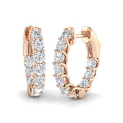 3 Ct Diamond Hoop Earrings in 10K/14K gold and platinum with certified lab-grown or natural diamonds