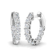 3 Ct Diamond Hoop Earrings in 10K/14K gold and platinum with certified lab-grown or natural diamonds