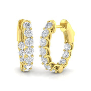 3 Ct Diamond Hoop Earrings in 10K/14K gold and platinum with certified lab-grown or natural diamonds