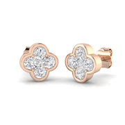 Stud Earrings with Four Leaf Clover Diamond Cluster - 1ct in 10K/14K gold and platinum with certified lab-grown or natural diamonds