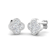 Stud Earrings with Four Leaf Clover Diamond Cluster - 1ct in 10K/14K gold and platinum with certified lab-grown or natural diamonds
