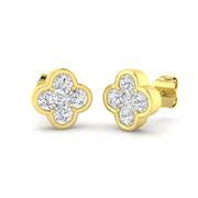 Stud Earrings with Four Leaf Clover Diamond Cluster - 1ct in 10K/14K gold and platinum with certified lab-grown or natural diamonds