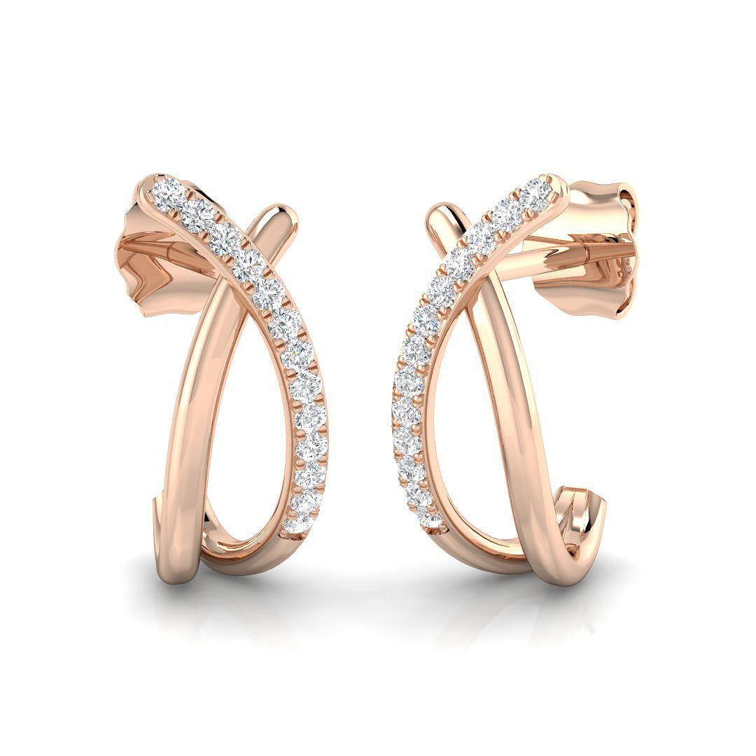 Elegant 0.10Ct Open Rectangle Diamond Stud Earrings in in 10K/14K gold and platinum with certified lab-grown or natural diamonds