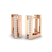 Elegant 0.10Ct Diamond Rectangular Hoop Earrings in in 10K/14K gold and platinum with certified lab-grown or natural diamonds