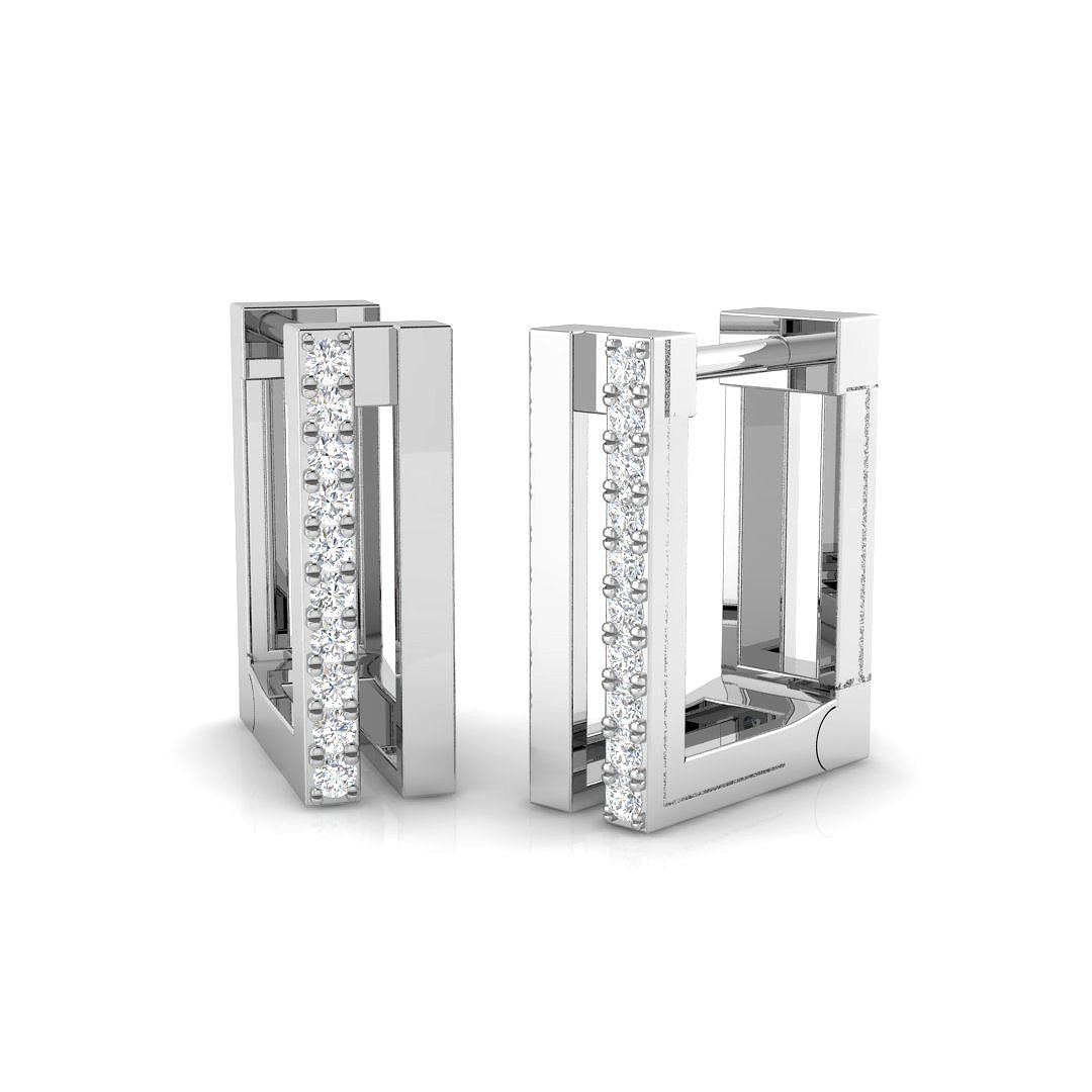 Elegant 0.10Ct Diamond Rectangular Hoop Earrings in in 10K/14K gold and platinum with certified lab-grown or natural diamonds