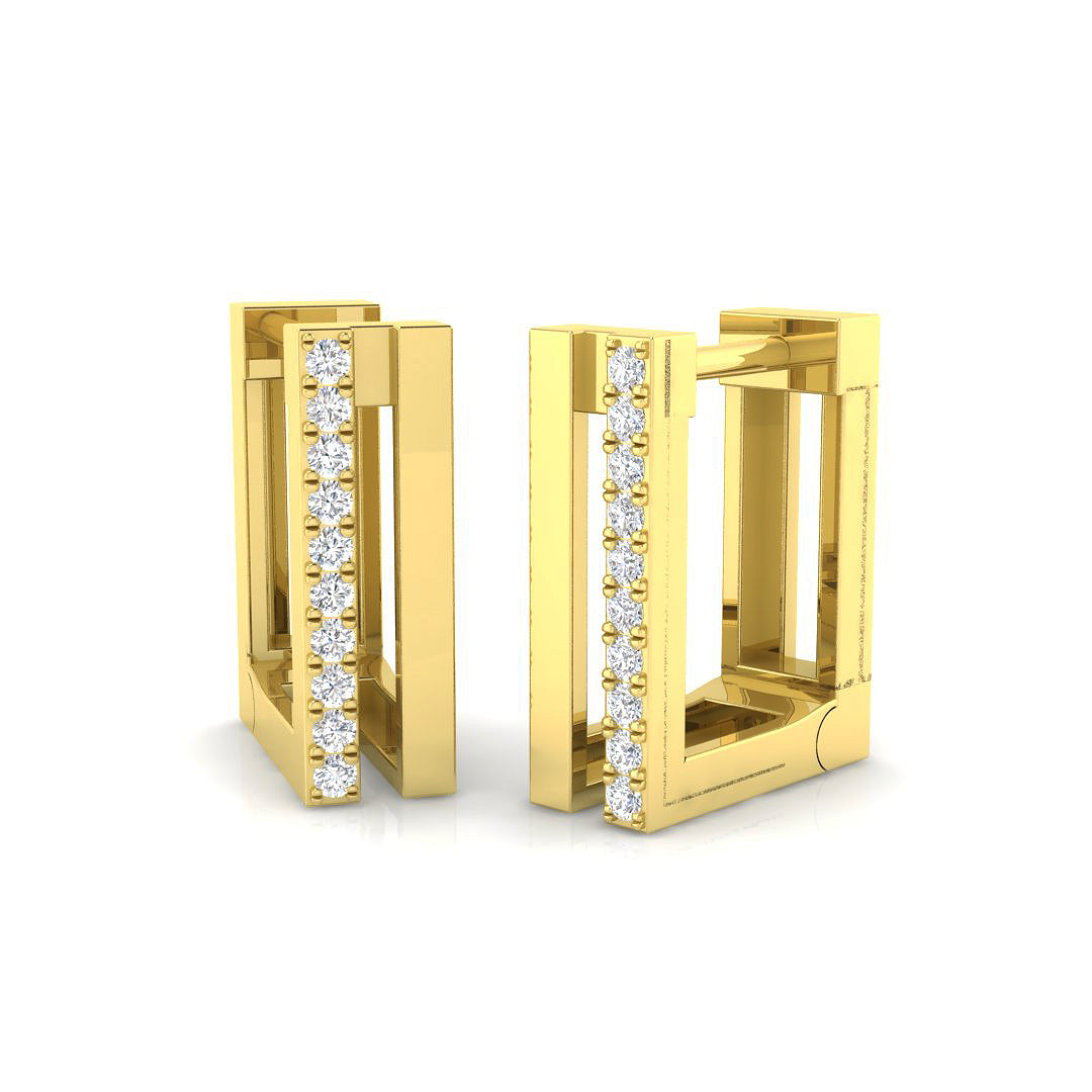 Elegant 0.10Ct Diamond Rectangular Hoop Earrings in in 10K/14K gold and platinum with certified lab-grown or natural diamonds