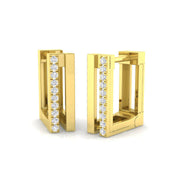 Elegant 0.10Ct Diamond Rectangular Hoop Earrings in in 10K/14K gold and platinum with certified lab-grown or natural diamonds