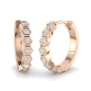 Hexagon Bezel 0.20 Ct Diamond Hoop Earrings in 10K/14K gold and platinum with certified lab-grown or natural diamonds