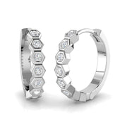 Hexagon Bezel 0.20 Ct Diamond Hoop Earrings in 10K/14K gold and platinum with certified lab-grown or natural diamonds