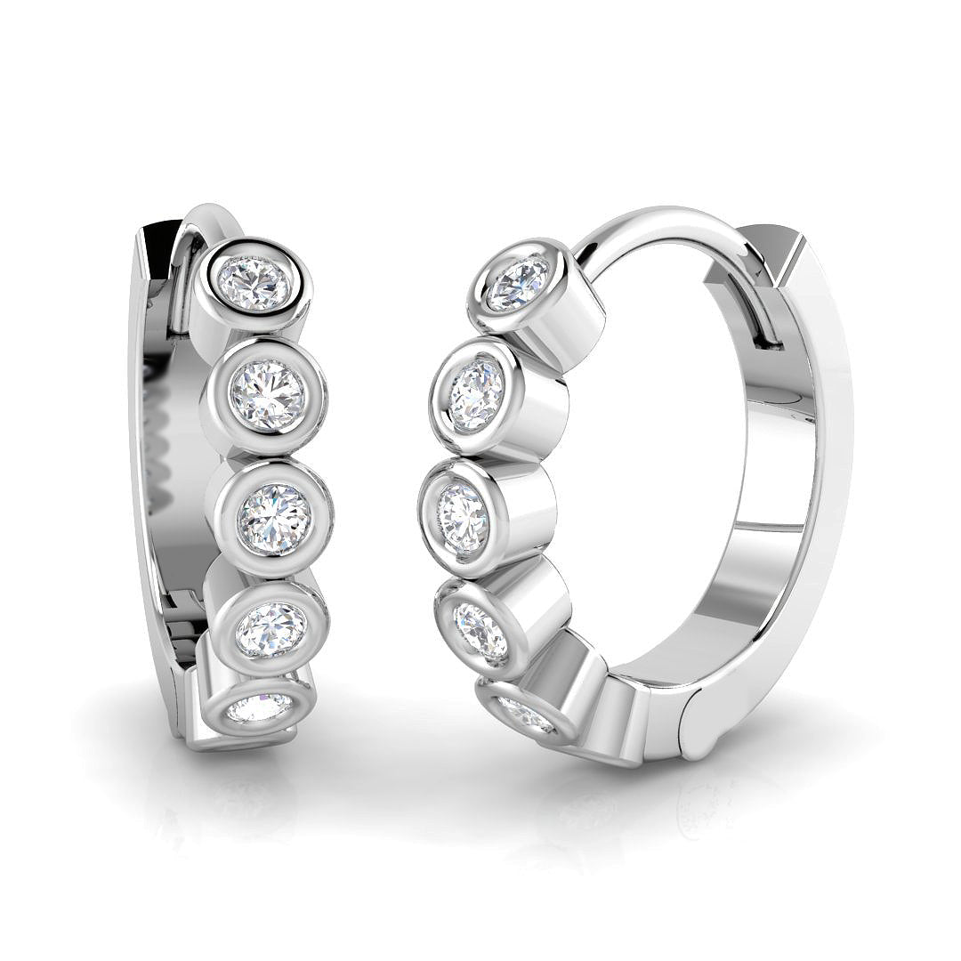 Minimalist 0.15 Ct Bezel-Set Diamond Hoop Earrings in 10K/14K gold and platinum with certified lab-grown or natural diamonds