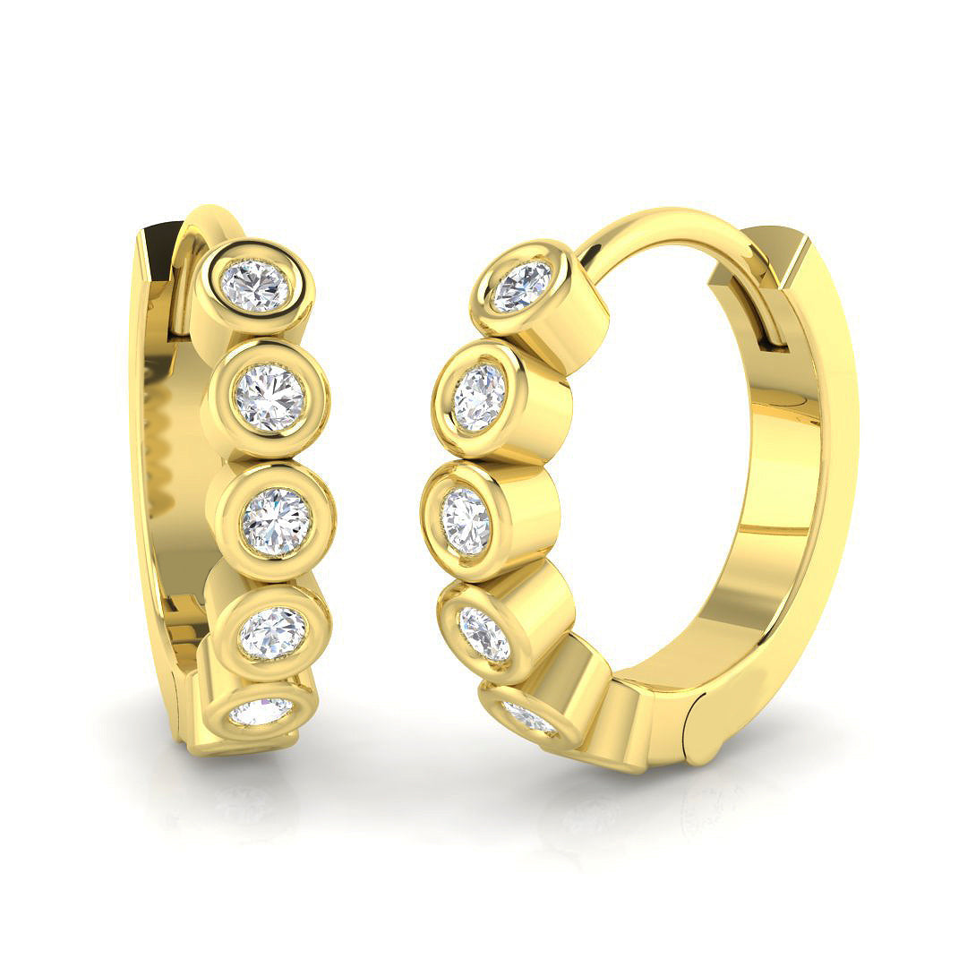 Minimalist 0.15 Ct Bezel-Set Diamond Hoop Earrings in 10K/14K gold and platinum with certified lab-grown or natural diamonds