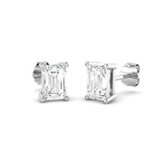 Stud Earrings with Lab Grown Emerald Cut Diamond - 3.00ct in 10K/14K gold and platinum with certified lab-grown or natural diamonds