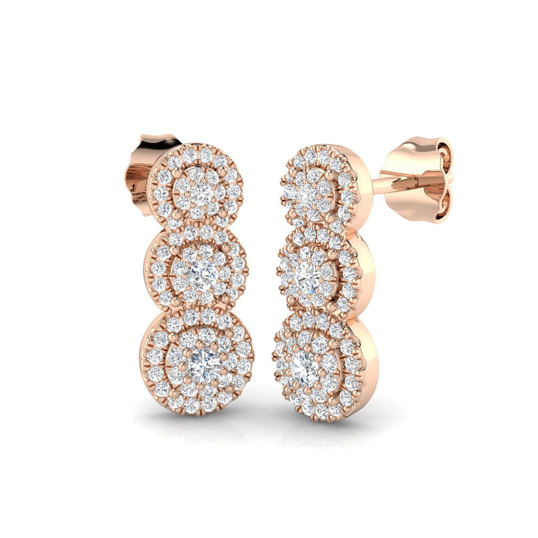 Elegant Jetty Gold Drop & Trilogy Diamond Earrings - 0.5ct Luxury in 10K/14K gold and platinum with certified lab-grown or natural diamonds
