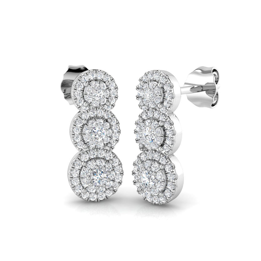 Elegant Jetty Gold Drop & Trilogy Diamond Earrings - 0.5ct Luxury in 10K/14K gold and platinum with certified lab-grown or natural diamonds