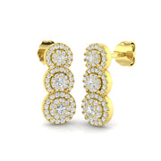 Elegant Jetty Gold Drop & Trilogy Diamond Earrings - 0.5ct Luxury in 10K/14K gold and platinum with certified lab-grown or natural diamonds