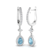 Aquamarine Diamond Drop Earrings in 10K/14K gold and platinum with certified lab-grown or natural diamonds
