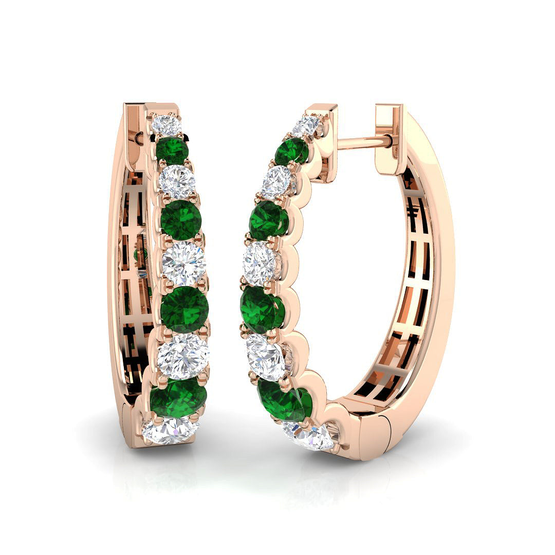 Lumvy 1.25-1.5ct Gold Colour Hoops Diamond Earrings for Luxurious Elegance in 10K/14K gold and platinum with certified lab-grown or natural diamonds