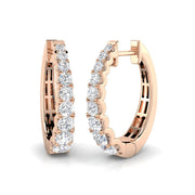 Luxury 1.00 Ct Round Diamond Hoop Earrings in 10K/14K gold and platinum with certified lab-grown or natural diamonds