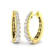 Luxury 1.00 Ct Round Diamond Hoop Earrings in 10K/14K gold and platinum with certified lab-grown or natural diamonds